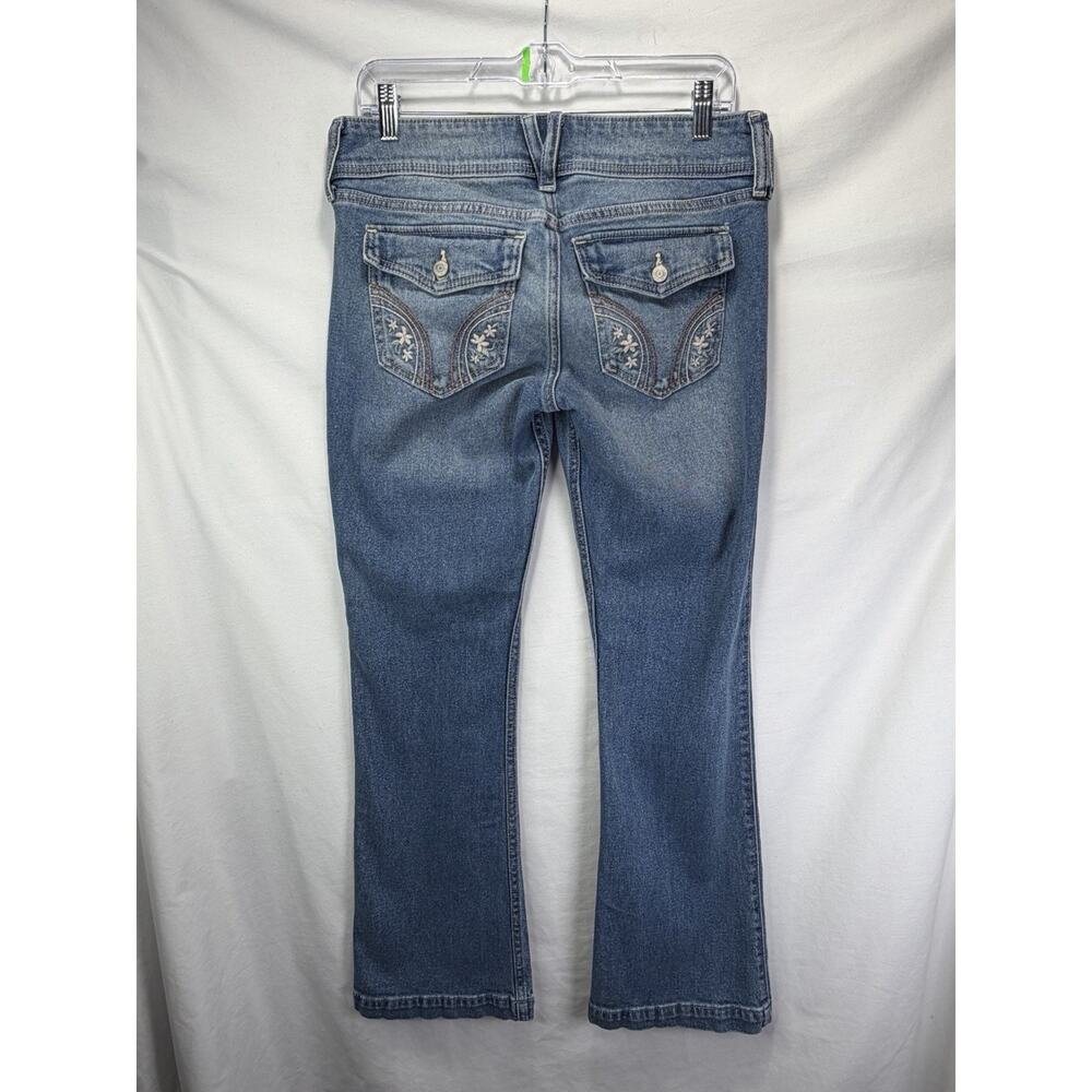 Hollister Low Rise Boot Cut Jeans 8R Stretch Waist Embroidery Pockets 29x31 Y2K - Picture 3 of 11